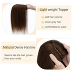 SEGO Human Hair Toppers for Women With Thinning Hair, 7 * 13CM Silk Base 100% Real Human Hair Clip in Top Wiglet Hairpieces -18 Inch No Bangs Medium Brown