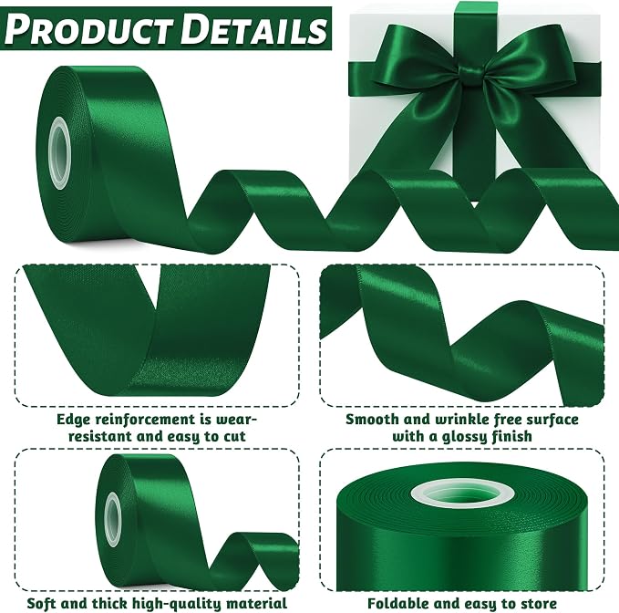 30Yards 1 1/2In Forest Green Ribbon - Image 3