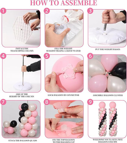 Pink Black Balloon Column Stand Set of 2 - Image 5
