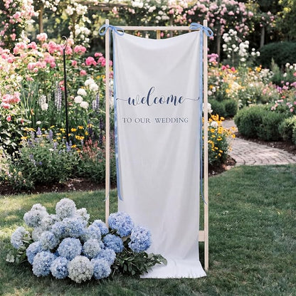 Tingjoo 27 × 78 Inch Welcome to Our Wedding Fabric Banner Long Wedding Party - Image 5