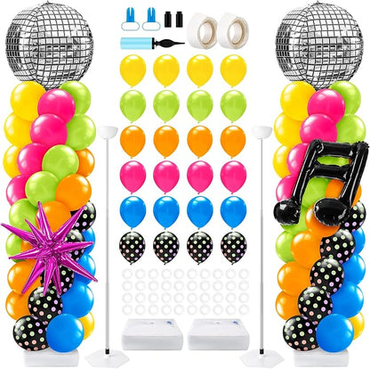 Kasyat 2 Sets 90s 80s Disco Balloon Column Stand Kit by Kasyat