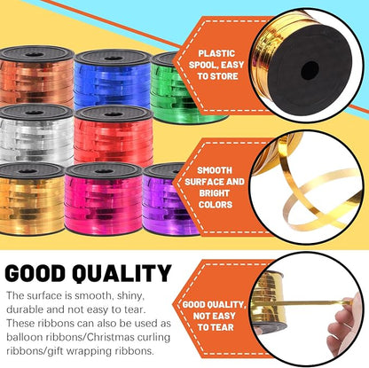 Tanstic 9Pcs Wide Curling Ribbon Set, 800 Yards Total Assorted Colors Wrapping - Image 3