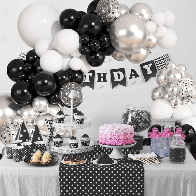 Ouddy Party 149Pcs Black Sliver Balloon Arch Garland Kit 18 12 10 5Inch | - Image 5