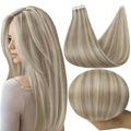 Full Shine Tape in Hair Extensions Remy Hair 12 Inch Color 18 Ash Blonde Highlight 613 Blonde Hair Extensions 30 Gram 20 Pcs Seamless Double Side Tape ins Add Volume for Women Seamless Natural