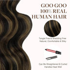 GOO GOO Tape in Hair Extensions Human Hair, 1B/6/1B Balayage Natural Black to Chestnut Brown, 26inch 120g 40pcs, Skin Weft Seamless Invisible, Silky Straight with Thick Ends, Remy Human Hair