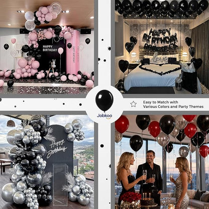 Jobkoo Black Balloons 12 Inch - Image 6