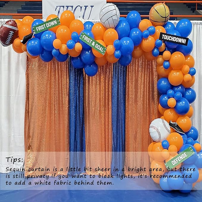 Orange Sequin Backdrop for Thanksgiving 10FTx10FT | 1 Panel, Glitter Vibrant - Image 2