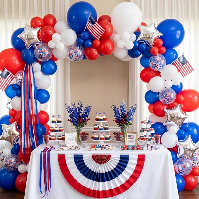 RUBFAC Red White and Blue Balloons Arch Kit, 4th of July Balloons Patriotic - Image 5