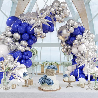 FOTIOMRG 131pcs Royal Blue and Silver Balloon Arch Garland Kit | Royal Blue - Image 7