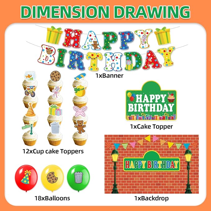 42Pack Sesame Friends Party decoration pack include Banner, Honeycomb - Image 3