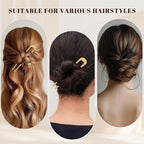 6Pcs Metal French Hair Pins for Women U Shape Sticks 3.9 Inch Vintage Fork for Hairstyle Accessories(Black/Gold)