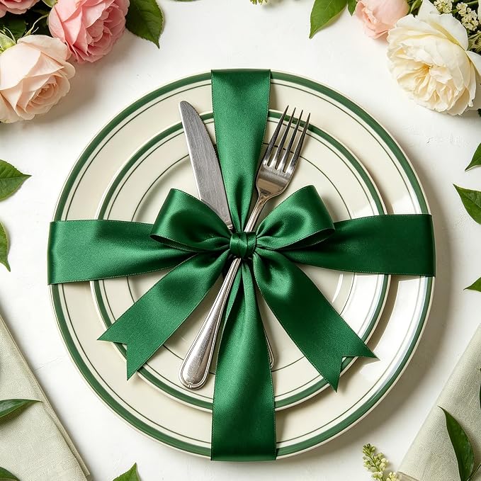 30Yards 1In Forest Green Satin Ribbon - Image 8