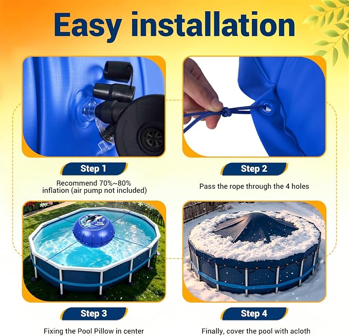 4x4FT Winter Pool Pillows for Above Ground Pools Closing Reusable | Winterizing - Image 7