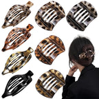 Obeoby 8 Pcs Flat Claw Clips for Women, 2 Types French Flat Hair Clips Hair Accessories Barrettes Large Medium (Tortoiseshell)