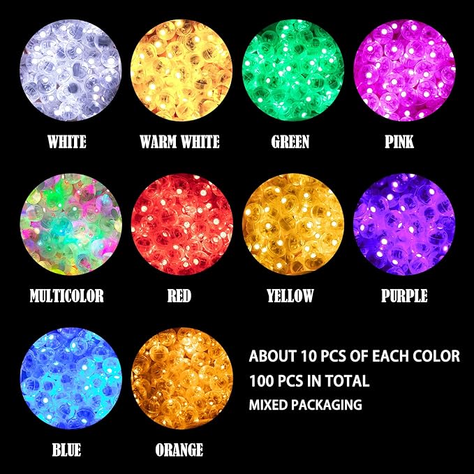 Aogist 100pcs 10-Colors Mini Lights, Long Standby Time Waterproof LED Balloon - Image 2