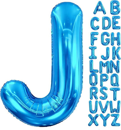 Letter J Balloon 40 Inch Blue, Giant Alphabet Foil Balloon, Big Mylar Party by Aeniaza