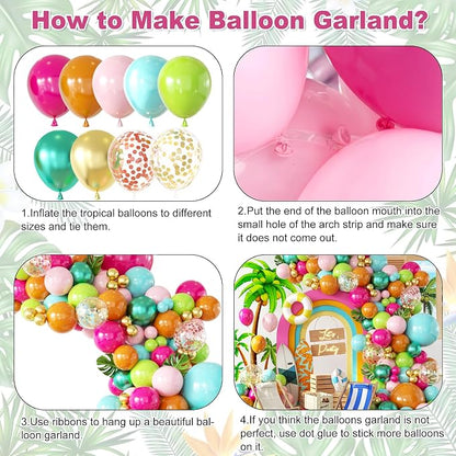 146PCS Tropical Balloon Arch Garland Kit, Olive Green Hot Pink Orange Rose Gold - Image 3