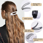 8 Pcs Large Lay Flat Claw Clips for Women French Side Slide Barrettes for Thin Fine Hair Rectangle Alligator Hair Accessories,Matte Black Gray White