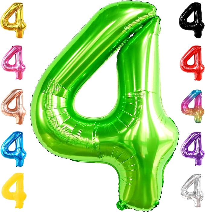 KatchOn Light Green Number 4 Balloons 40 Inch, 4 Birthday Decorations | Green 4 by KatchOn