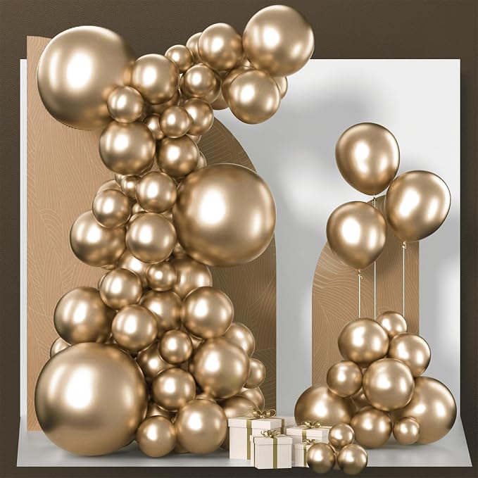 PartyWoo Metallic Gold Balloons 85pcs Chrome Gold Color 18 12 10 5 Inch | 18 12 by PartyWoo