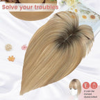 YAMI Hair Toppers for Women Real Human Hair Toppers for Women with Thinning Hair Topper with Bangs (Honey Blonde with Dark Brown Root)