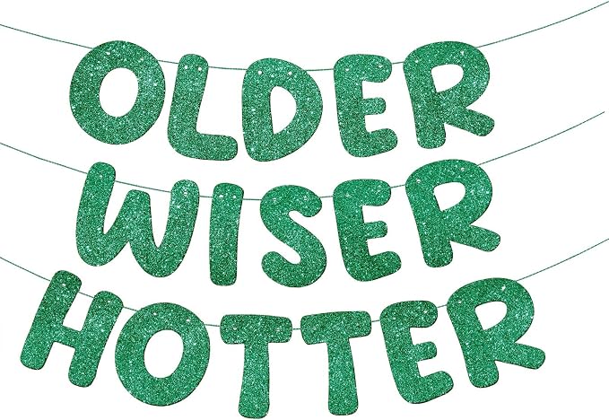 Fulmoon Set of 3 Pre Strung Older Wiser Hotter Glitter Banner Funny Birthday by Fulmoon