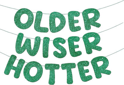 Fulmoon Set of 3 Pre Strung Older Wiser Hotter Glitter Banner Funny Birthday by Fulmoon