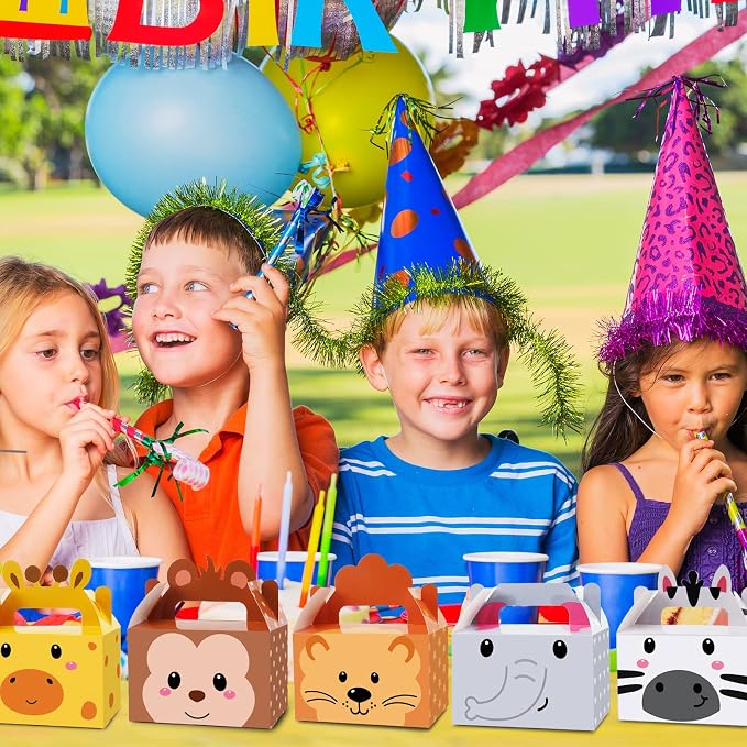 24 Pack Jungle Safari Animals Party Favor Boxes Zoo Animals Theme Happy - Image 5
