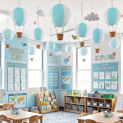 12 Sets Hanging Hot Air Balloon Decoration from Ceiling 12 Inch PVC Lanterns by Unknown