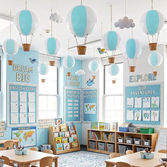 12 Sets Hanging Hot Air Balloon Decoration from Ceiling 12 Inch PVC Lanterns by Unknown