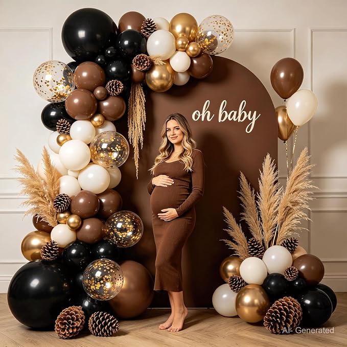 Brown Black Gold Balloon Arch Kit, Party Decoration | Sand White, - Image 5