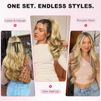 ALXNAN Long Wavy Hair Extensions for Women, Clip in Hair Extensions Clip Ins Soft Full Head Synthetic Hairpieces 20 Inch Strawberry Blonde