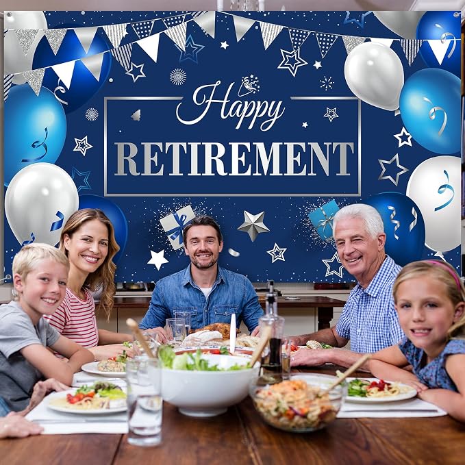 Blulu Retirement Party Decorations, Extra Large Fabric Retire Sign Banner Photo - Image 4