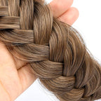 DIGUAN Wide Messy Braided Headband With Teeth Synthetic Hair Plaited Headband High Elasticity Braids Chunky Fishtail Braided Hair Band Hairpiece for Girls Women Beauty Accessory (Claybank)