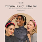 Kitsch Velvet Headbands for Women & Girls - No-Slip, Comfortable, Lightweight & Gentle on Hair – Ideal Hair Accessories for Holiday Outfits, Everyday Looks & Holiday Gift - Pink, Red & Green, 3pcs