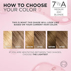 L'Oreal Paris Excellence Crème Permanent Hair Dye, Triple Care Hair Color with Pro-Keratine Complex for 100% Gray Hair Coverage, 7.5A Medium Ash Blonde, 1 Kit