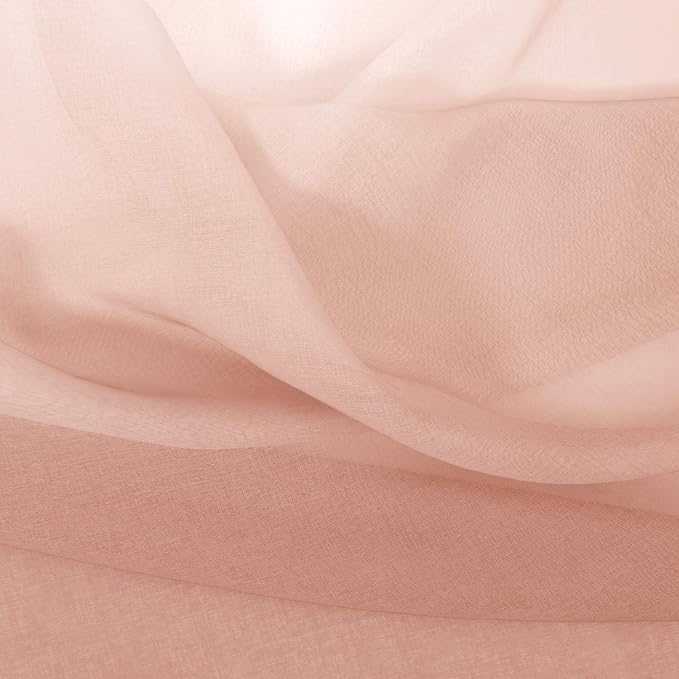 DWCN Blush Pink Faux Linen Ombre Sheer Curtains - Image 4