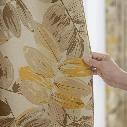 SUOUO Brown Floral Blackout Curtains - Image 6