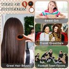 12 Pcs Football Mini Detangler Brush, Folding Mirror Hair Brushes, Travel Hair Brush, No Tangle Soft Flexible Bristles for Straight, Curly, Thick Hair for Football Team Gift Sport Party