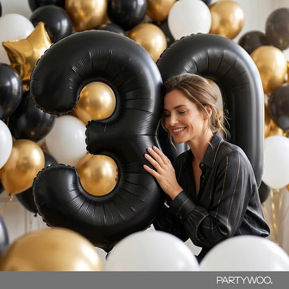 PartyWoo Number Balloons 40 Inch Black Number 3 Kit 25pcs - Image 8