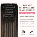 GOO GOO Clip in Hair Extensions Real Human Hair, Remy Human Hair Extensions Clip ins for Women, Natural Human Hair, 14inch 130g 9Pcs, 2/6/2 Balayage Dark Brown to Chestnut Brown