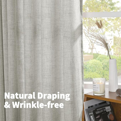 YoungsTex Light Grey Linen Curtains 63 Inches Length - Image 4