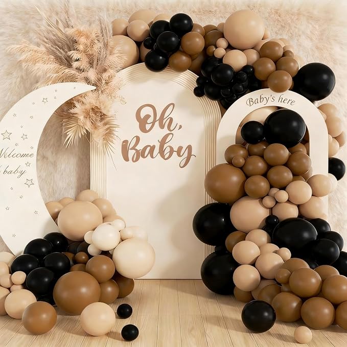 160Pcs Black Brown Nude Balloon Garland Arch Kit Dark Brown Nude Tan Black - Image 4