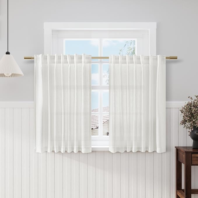 Off White Kitchen Curtains 36 Inch Length Set 2 Panel Back Tab Pocket Semi by Nanspring