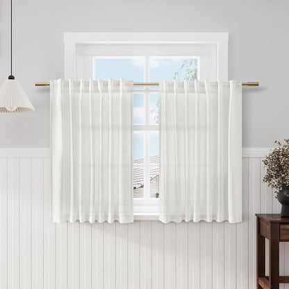Off White Kitchen Curtains 36 Inch Length Set 2 Panel Back Tab Pocket Semi by Nanspring