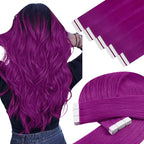 YoungSee Purple Tape in Human Hair Extensions Purple Hair Extensions Tape in 10pcs 25g Color Human Hair Tapes 16 Inch Tape on Extension Diy Your Hairstyle