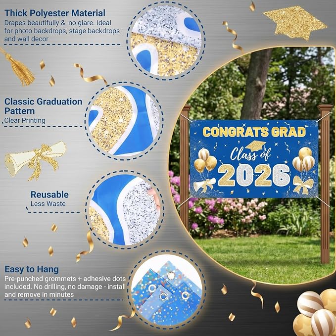 2026 Graduation Backdrop Blue - Image 3