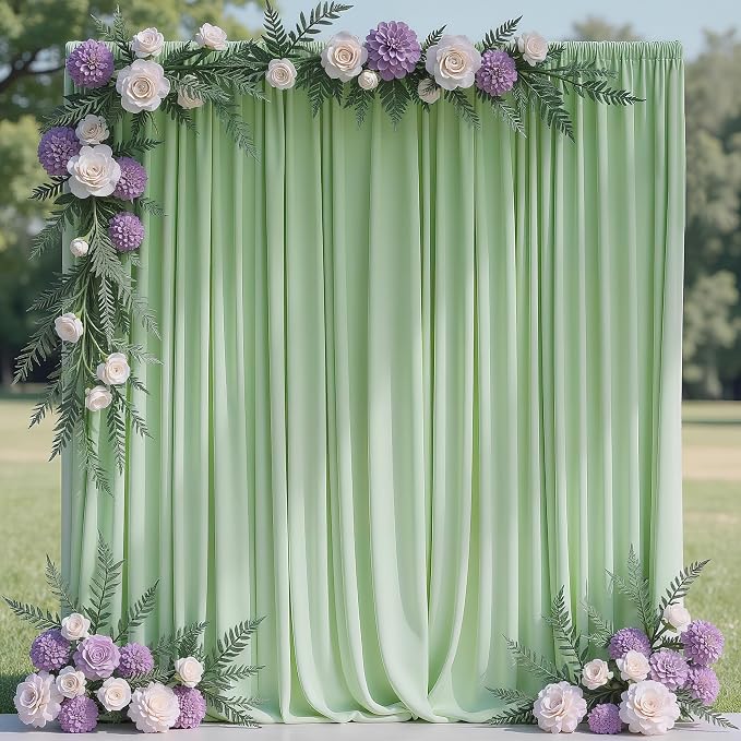 Sage Green Backdrop Curtain for Parties Backdrop Drapes 10x10FT | Wrinkle Free by Wokceer