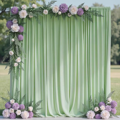 Sage Green Backdrop Curtain for Parties Backdrop Drapes 10x10FT | Wrinkle Free by Wokceer