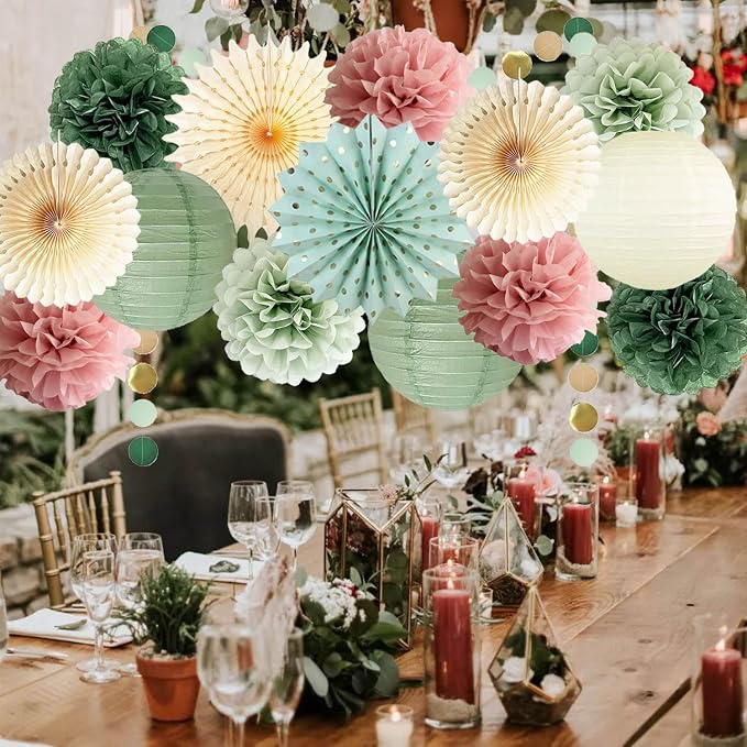 Sage Green and Dusty Pink Party Decorations Green & Pink Party Decor Sage - Image 4